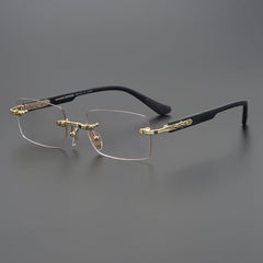 CHH Chrome Hearts Glasses Frameless Business Niche Square Glasses Frame Punching