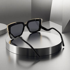 Trendy punk glasses square frame retro chain