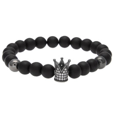 Bracelet Tiger's Eye Volcanic Stone Agate Microencrusted Zircon Hip Hop Royalty