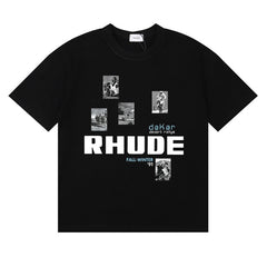 Rhude T Shirts Pure cotton printed letters