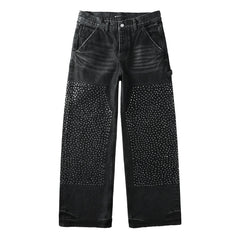 Mens trendy purple jeans 100% cotton Jeans Rhinestones #104