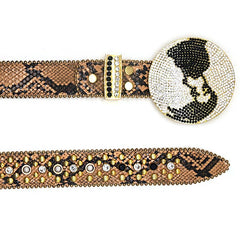 Hip-hop punk rhinestone belt earth round buckle punk style