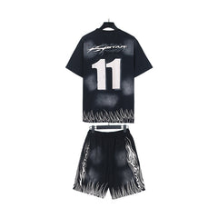 Hellstar T-Shirt And Shorts Two-Piece Set High-quality pure cotton high-street clothing