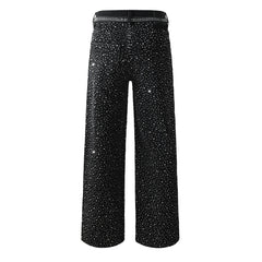 Mens trendy purple jeans 100% cotton Jeans Rhinestones #9128