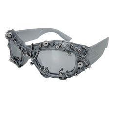 Trendy punk glasses dark uv protection