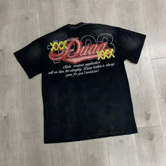 DUAA T shirts Risk SS Tee 2026ss European and American streetwear brand with hot-fix rhinestone distressed finish