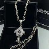 CHH Chrome heart Cross Necklace Men's and Women's Vintage Cross Letter Necklace