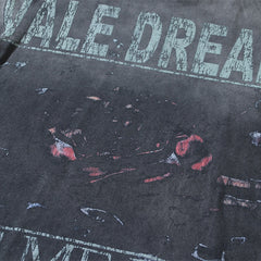 Valeforever Vale T Shirts Vintage-style distressed blue print with lettering