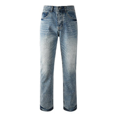 Mens trendy purple jeans 100% cotton Jeans Rhinestones #9137