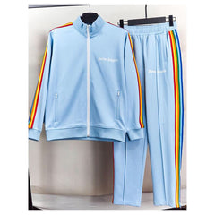 Palm Angels sweatshirt & sweatpants Two-piece set Rainbow stripes Striped zip-up cardigan