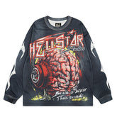 Hellstar Long Sleeve Shirts Hip-hop loose oversize High-quality pure cotton high-street clothing