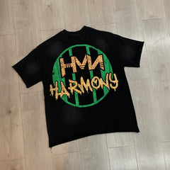 HARMONY T Shirts Street tide brand hot diamond washing water is old