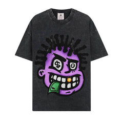 BIG FACE T shirts Pure Cotton High-Street Fashion