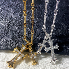CHH Chrome heart Cross Necklace Double Cross Necklace for Men and Women