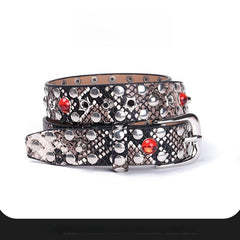 Hip-hop punk rhinestone belt snakeskin pattern