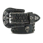 Hip-hop punk rhinestone belt skull punk dark style