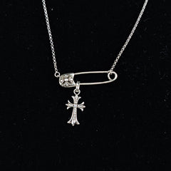 CHH Chrome heart Cross Necklace Diamond Cross Pendant Pin