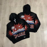 DUAA Hoodie Trendy Rhinestone-Embellished Distressed French Terry Hoodie