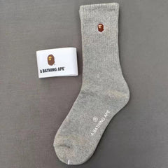 Bathing ape Socks Embroidered Socks Black and White Grey