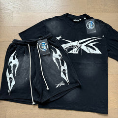 Hellstar T-Shirt And Shorts Two-Piece Set High-quality pure cotton high-street clothing