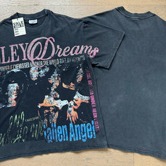 Valeforever Vale T Shirts Black acid-washed, distressed finish with printed and rhinestone-embellished graphics.