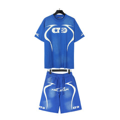 Hellstar T-Shirt And Shorts Two-Piece Set High-quality pure cotton high-street clothing