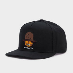 Trendy flat brimmed snapback hatscartoon cat sun and wind protection