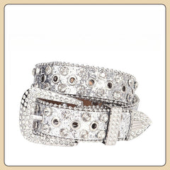 Hip-hop punk rhinestone belt with multiple air eyelet decoration