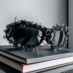 Trendy punk glasses dark uv protection
