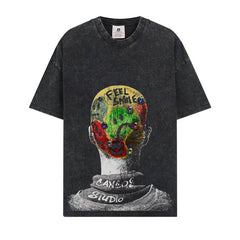 BIG FACE T shirts Pure Cotton High-Street Fashion
