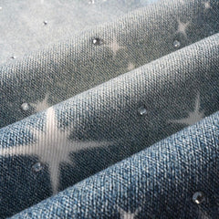 Mens trendy purple jeans 100% cotton Rhinestones #9141