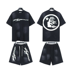 Hellstar T-Shirt And Shorts Two-Piece Set High-quality pure cotton high-street clothing