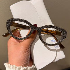 Trendy punk glasses retro full diamond anti-blue light