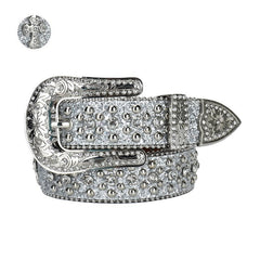 Hip-hop punk rhinestone belt silver glitter rhinestone