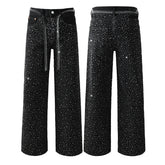 Mens trendy purple jeans 100% cotton Rhinestones #9128