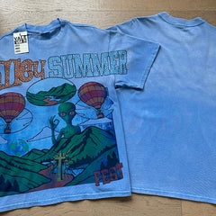 Valeforever Vale T Shirts Fashionable blue acid-wash style with rhinestone embellishments.