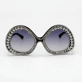 Trendy punk glasses double circle rhinestones