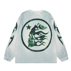 Hellstar Long Sleeve Shirts Hip-hop loose oversize High-quality pure cotton high-street clothing