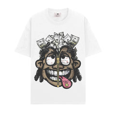 BIG FACE T shirts Pure Cotton High-Street Fashion