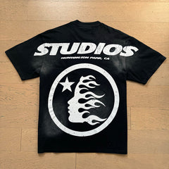 Hellstar T Shirts Rhinestones High-quality pure cotton high-street clothing