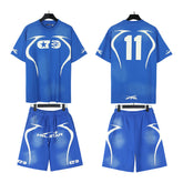 Hellstar T-Shirt And Shorts Two-Piece Set High-quality pure cotton high-street clothing