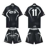 Hellstar T-Shirt And Shorts Two-Piece Set High-quality pure cotton high-street clothing