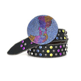 Hip-hop punk rhinestone belt earth buckle alloy pin buckle