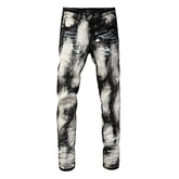 Mens trendy purple jeans 100% cotton High Street Distressed