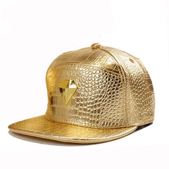 Trendy flat brimmed snapback hatsgold adjustable sun shade