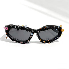 Trendy punk glasses colorful nails weird