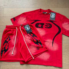 Hellstar T-Shirt And Shorts Two-Piece Set High-quality pure cotton high-street clothing