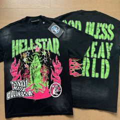 Hellstar T Shirts Washed Aging Process High-quality pure cotton high-street clothing
