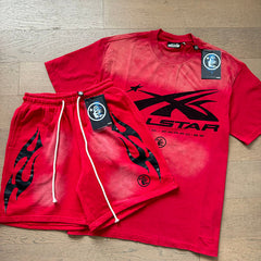 Hellstar T-Shirt And Shorts Two-Piece Set High-quality pure cotton high-street clothing