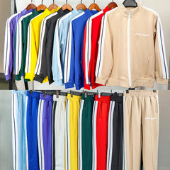 Palm Angels sweatshirt & sweatpants Two-piece set Black and white stripes Striped zip-up cardigan